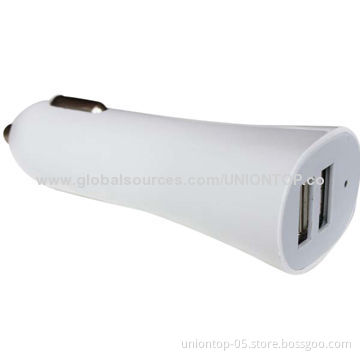 Double USB Car Charger, Mini, Convenient and Two Styles for Choice, 5V1A, 5V2.1A